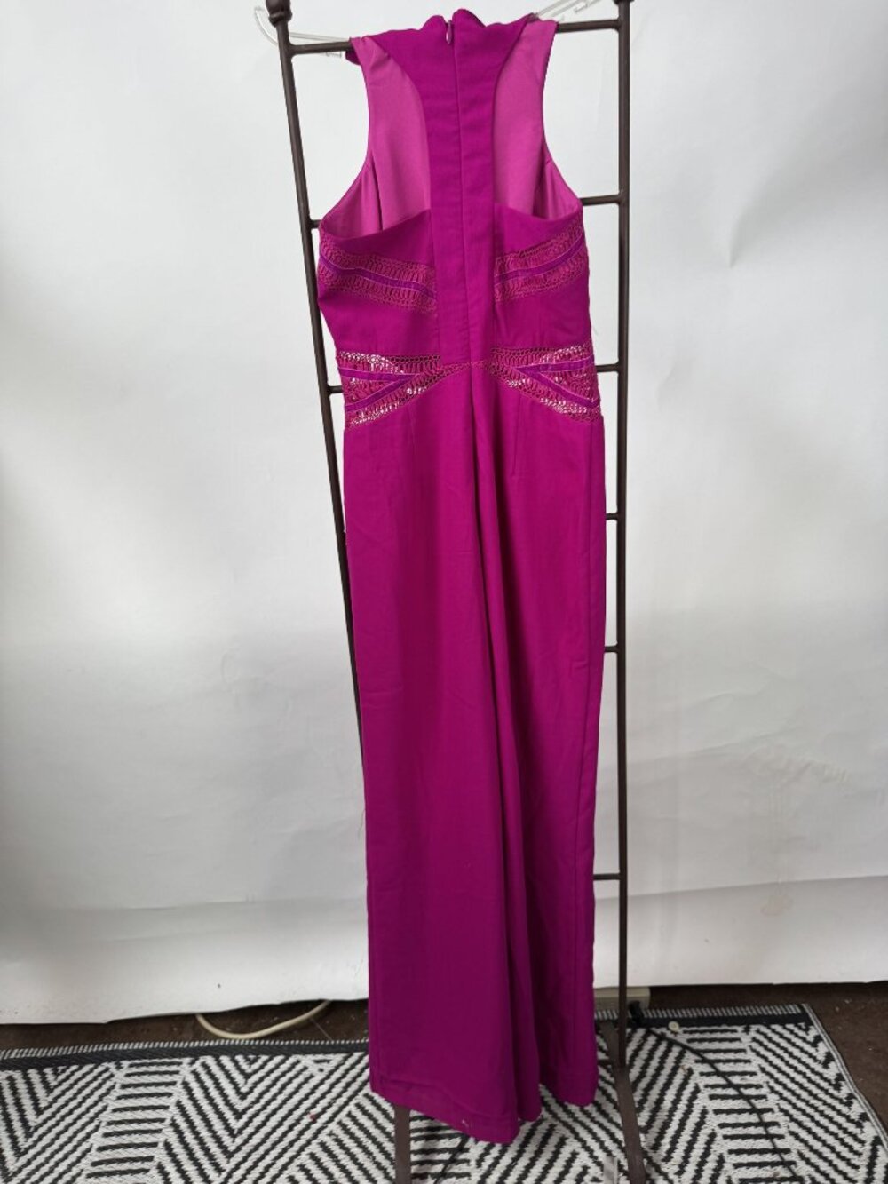 Gianni Bini Pink Sleeveless Jumpsuit With Crochet Lace Detail Small